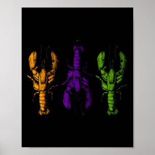 Poster Mardi Gras Crawfish Happy Mardi Gras 2025 Matching