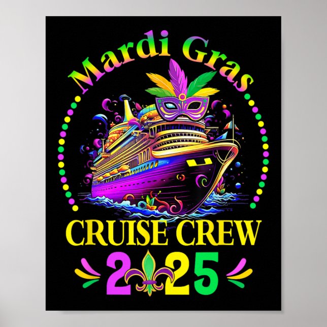 Poster Mardi Gras Cruise Crew 2025 Trip New Orleans Famil (Frente)
