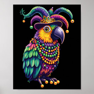 Poster Mardi Gras Cute Parrot Mask Costume Mulheres G