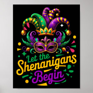 Poster Mardi Gras Deixou Os Shenanigans Começar Homens Mu