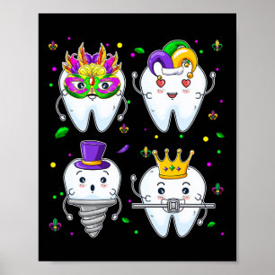 Poster Mardi Gras Dental Squad Group Correspondendo a Mar