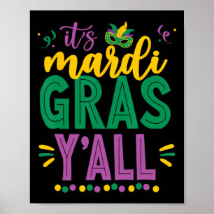 Poster Mardi Gras Diversão 2025 Mardi Gras Y'all Mens Wo