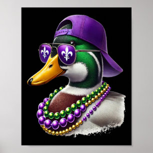 Poster Mardi Gras Duck Caçando Mardi Gras Costume Mulhere