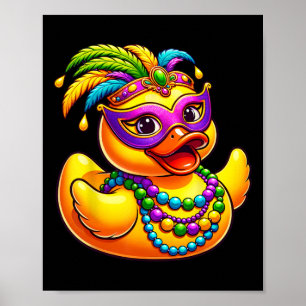 Poster Mardi Gras Duck Vestindo Mardi Gras Costume Miçang