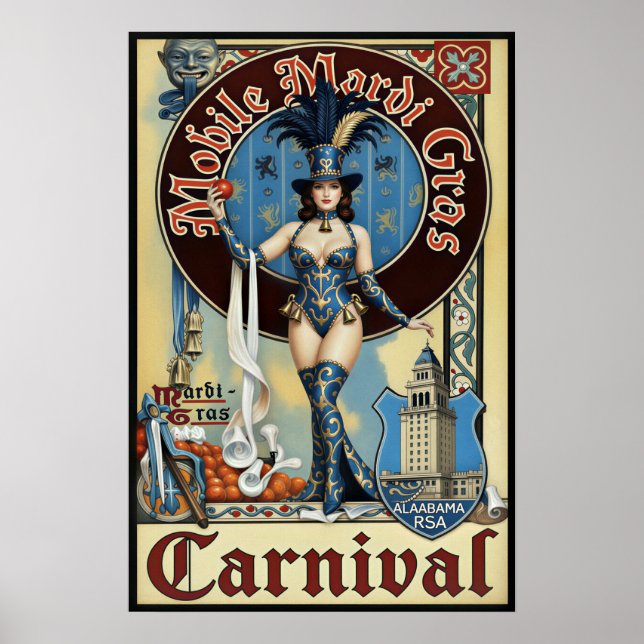 Poster Mardi Gras em Mobile, Alabama (Frente)
