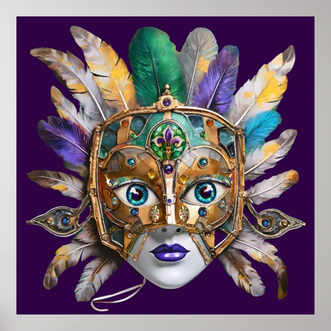 Poster Mardi Gras Feather e Metal Mask (Frente)