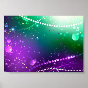 Poster Mardi Gras Festivo Purple Background