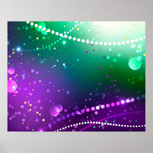 Poster Mardi Gras Festivo Purple Background