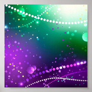 Poster Mardi Gras Festivo Purple Background