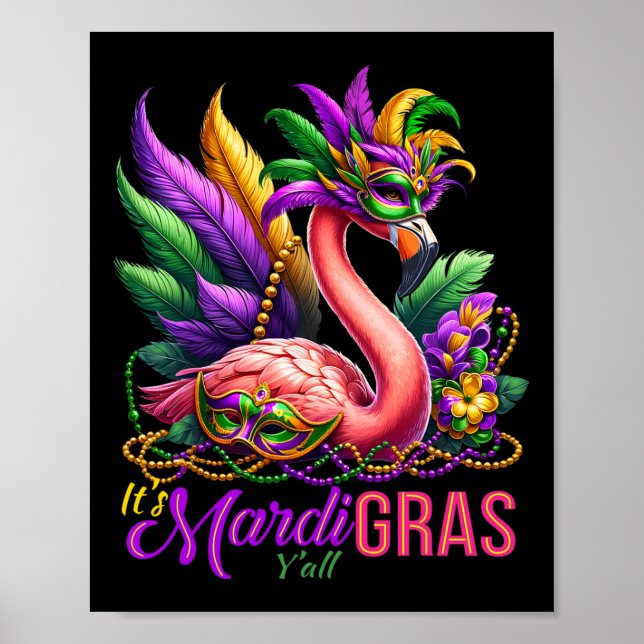 Poster Mardi Gras Flamingo Hawaiai, Homens do Partido Tro (Frente)