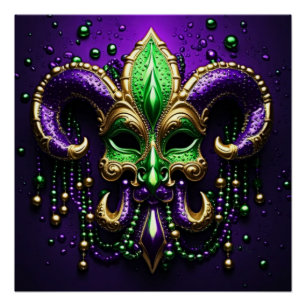 Póster Mardi Gras Fleur De Lis Design