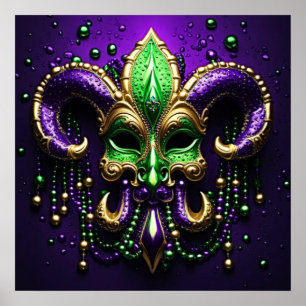 Poster Mardi Gras Fleur De Lis Design 2024