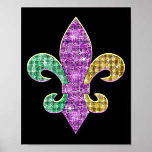 Poster Mardi Gras Fleur De Lis Símbolo Carnaval de Louisi