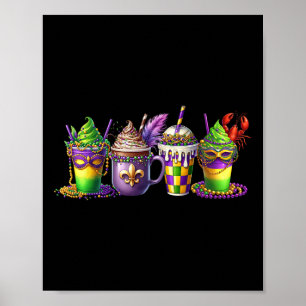 Poster Mardi Gras Grawfish Fat Terça-feira Mardi Coffee L