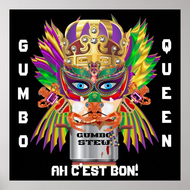 Póster Mardi Gras Gumbo Queen Ver Dicas por favor (Frente)