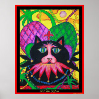 Póster Mardi Gras Jazz Cat