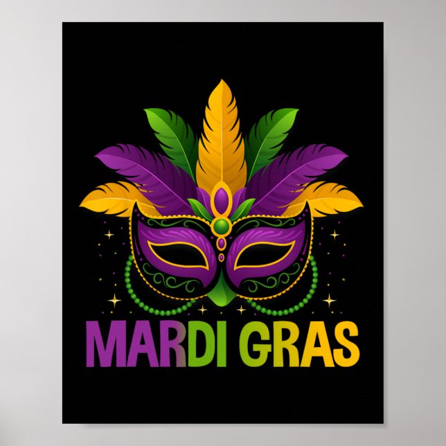 Poster Mardi Gras Jester Mask Costume Kids Meninas Homens (Frente)