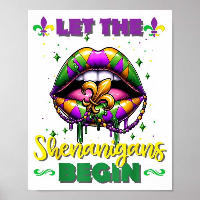 Poster Mardi Gras Let The Shenanigans Begin Lips Kids Men (Frente)