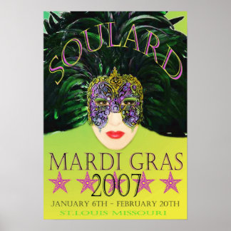 Poster Mardi Gras Máscara 2007 Rua. Louis