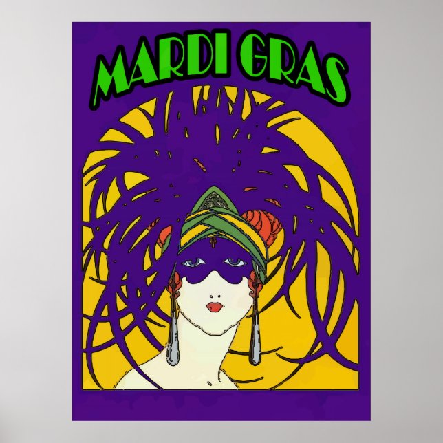 Poster Mardi Gras Mascarada Mulher (Frente)