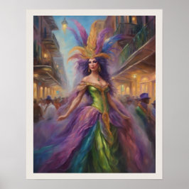 Poster Mardi Gras Mulher Costume Nova Orleans