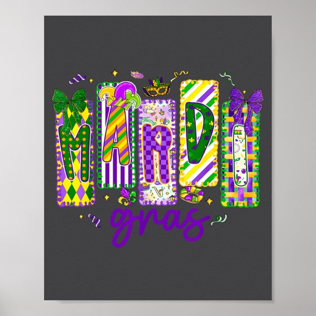 Poster Mardi Gras Préppy Flor de Lis Carnaval Corresponde (Frente)