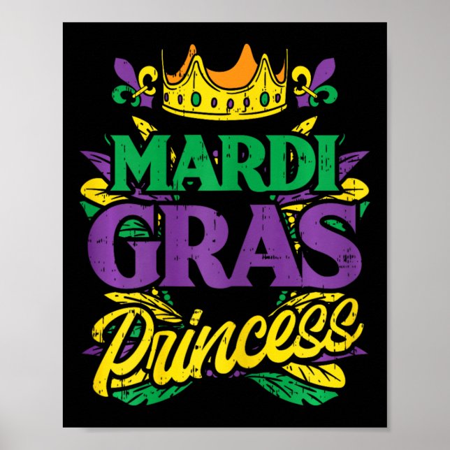 Poster Mardi Gras Princesa Funny Mardi Gras Carnaval Mulh (Frente)