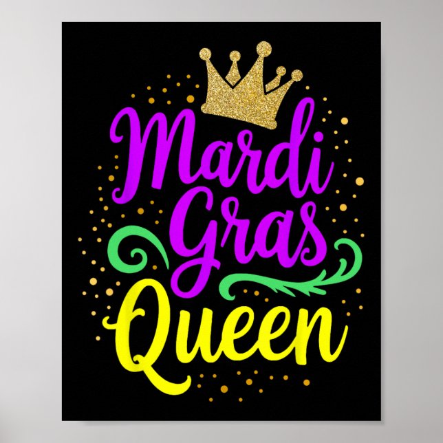 Poster Mardi Gras Queen Para Meninas E Mulheres (Frente)