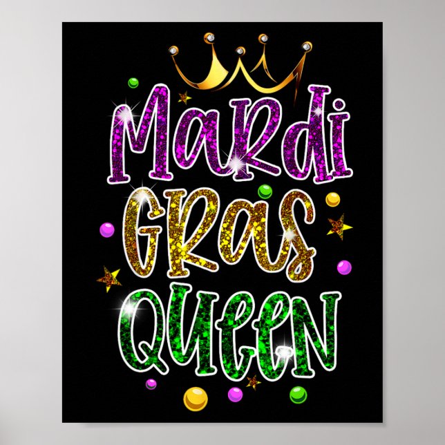 Poster Mardi Gras Queen Parade Figurume Mulheres Presente (Frente)