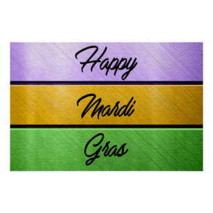 Póster Mardi Gras roxo de ouro verde s