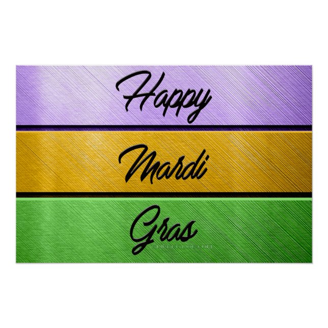 Póster Mardi Gras roxo de ouro verde s (Frente)