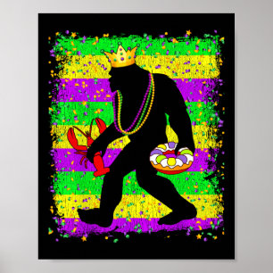 Poster Mardi Gras Sasquatch Funny Men Carniv