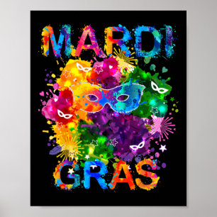 Poster Mardi Gras Shirt Mask Watercolor Women Boys Gi