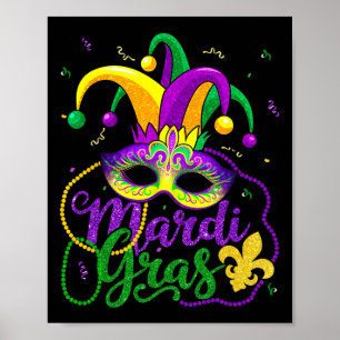 Poster Mardi Gras Shirts Para Mulheres Crianças Miçangas
