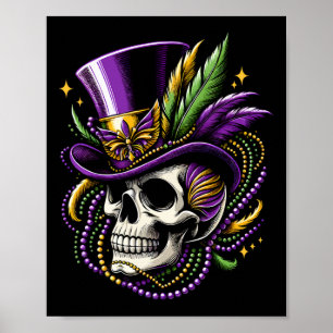 Poster Mardi Gras Skull Bruxa Doutor New Orleans Men Wome