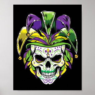Poster Mardi Gras Sugar Skull Day, Dia Do Carnaval Do Mor