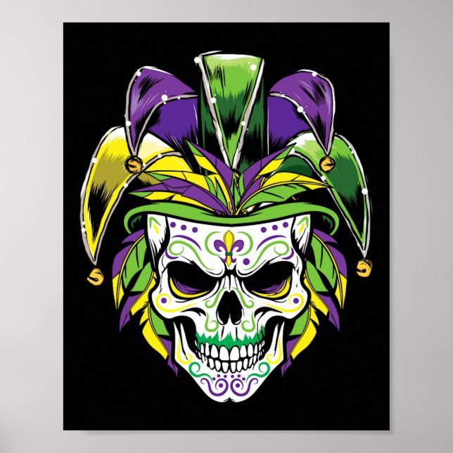 Poster Mardi Gras Sugar Skull Day, Dia Do Carnaval Do Mor (Frente)