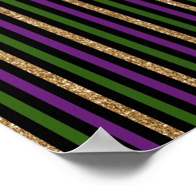 Poster Mardi Gras Verticais Linhas Ouro Glitter NOLA (Borda)