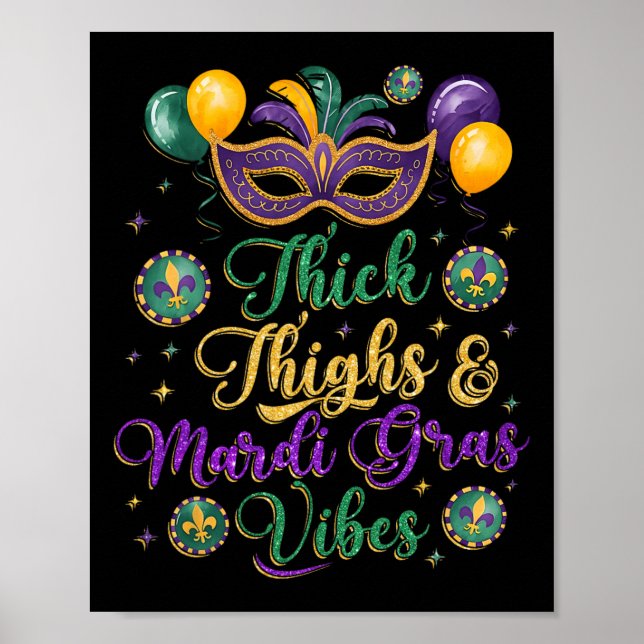 Poster Mardi Gras Vibes New Orleans Party Gr (Frente)