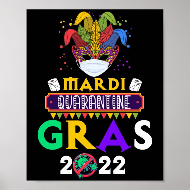 Poster Mardi Quarantine Gras 2022 Festival Face Máscara (Frente)