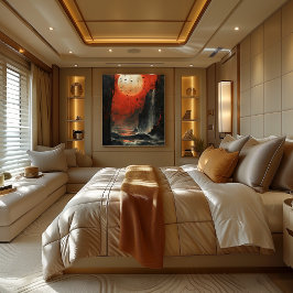 Póster Marea de Luna Sangrienta Paisaje Marino Surrealisa