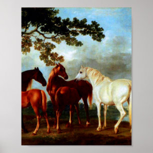 Poster Mares na paisagem de um rio por George Stubbs