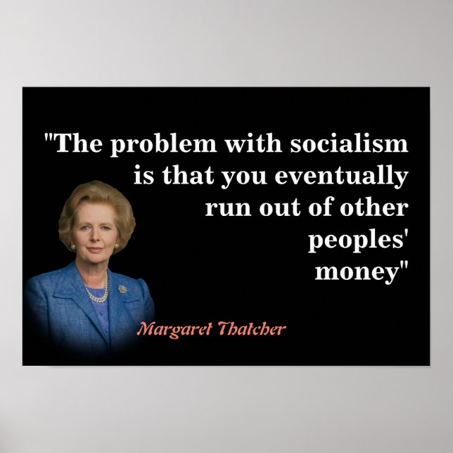 Poster Margaret Thatcher Citação do Socialismo (Frente)