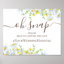 Poster Margarida aquarela. Floral casamento hashtag insta