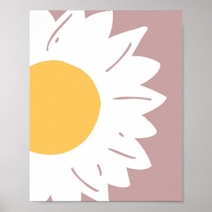 Poster Margarida Roxa – Arte Minimalista de Flores para P