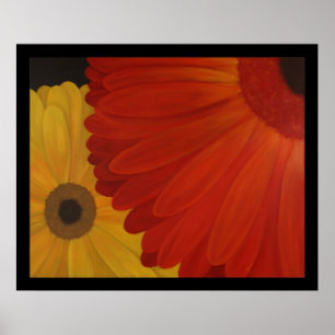 Póster Margaridas do Gerbera do óleo original em canvas