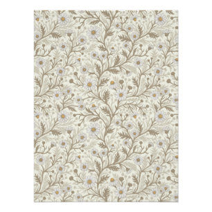 Póster Margaridas em branco e marrom sobre creme