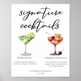 Poster Margarita Cherry French 75 Wedding Cocktails Menu