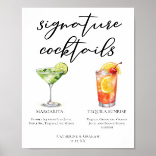 Poster Margarita Tequila Sunrise Menu Cocktails