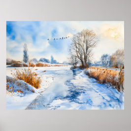 Poster Margem do Rio Nevado no Havelland em Aquarela de I